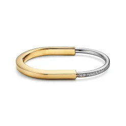 Tiffany & Co. Tiffany Lock Bangle in Yellow and White Gold with Half Pavé Diamonds | ^ Bracelets|Men's Jewelry