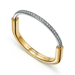 Tiffany & Co. Tiffany Lock Bangle in Yellow and White Gold with Half Pavé Diamonds | ^ Bracelets|Men's Jewelry