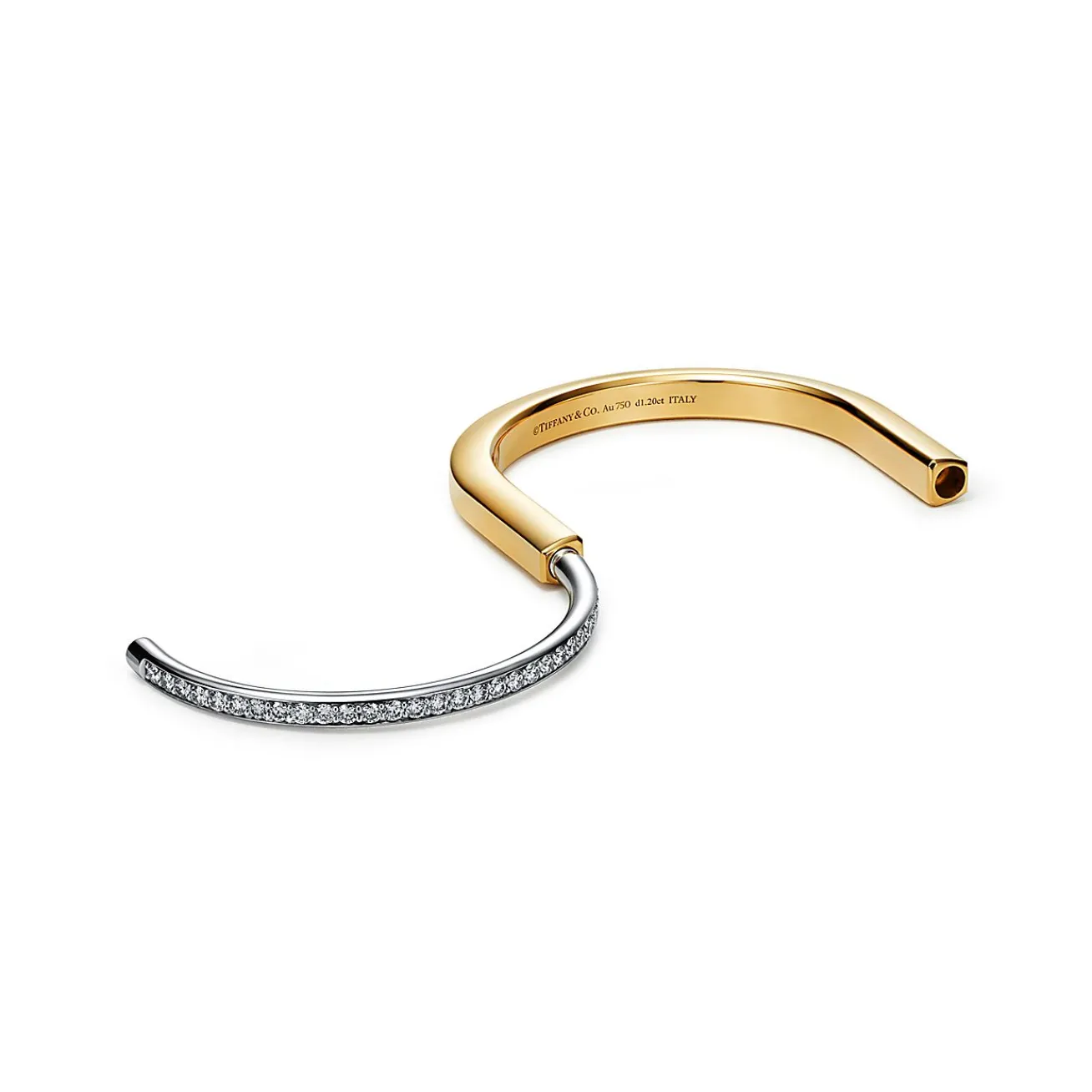 Tiffany & Co. Tiffany Lock Bangle in Yellow and White Gold with Half Pavé Diamonds | ^ Bracelets|Men's Jewelry