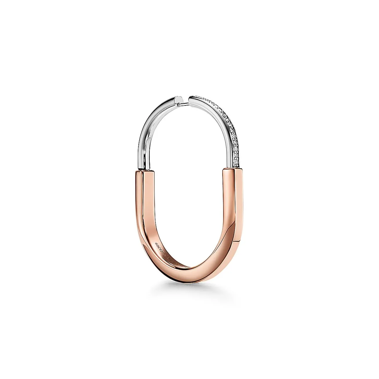 Tiffany & Co. Tiffany Lock Earrings in Rose and White Gold with Diamonds, Extra Large | ^ Earrings|Hoop Earrings