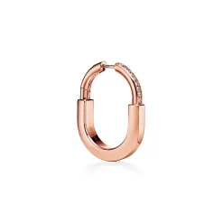 Tiffany & Co. Tiffany Lock Earrings in Rose Gold with Diamonds, Medium | ^ Earrings|Hoop Earrings