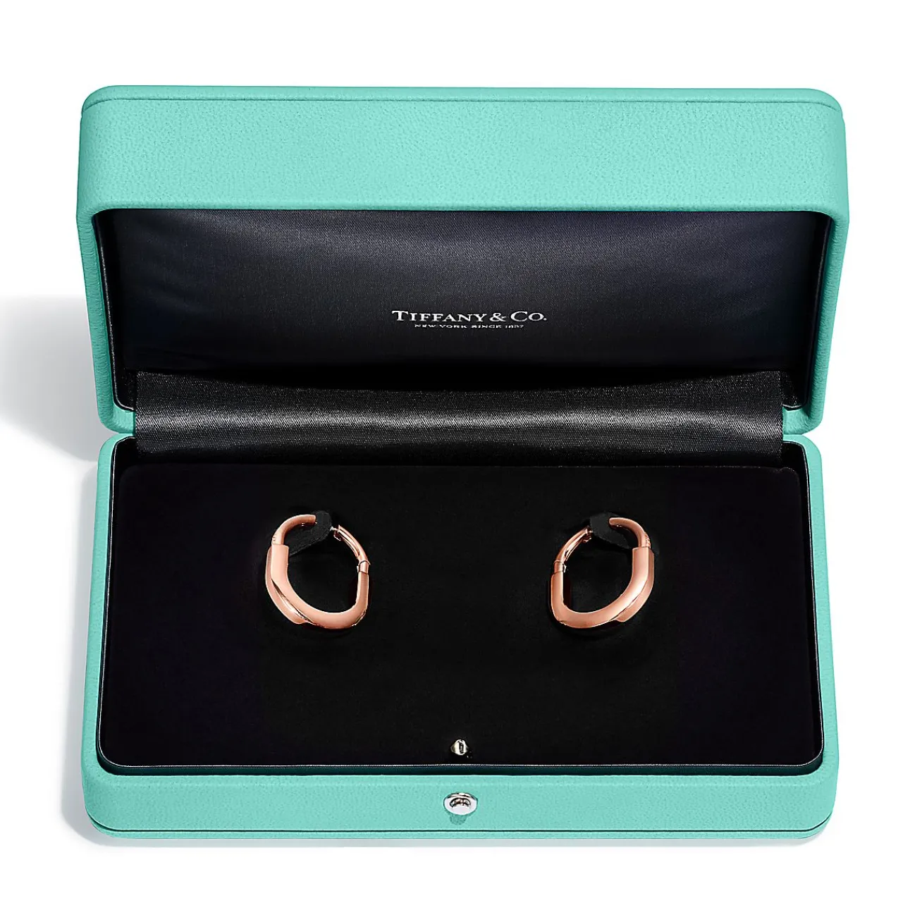 Tiffany & Co. Tiffany Lock Earrings in Rose Gold with Diamonds, Medium | ^ Earrings|Hoop Earrings