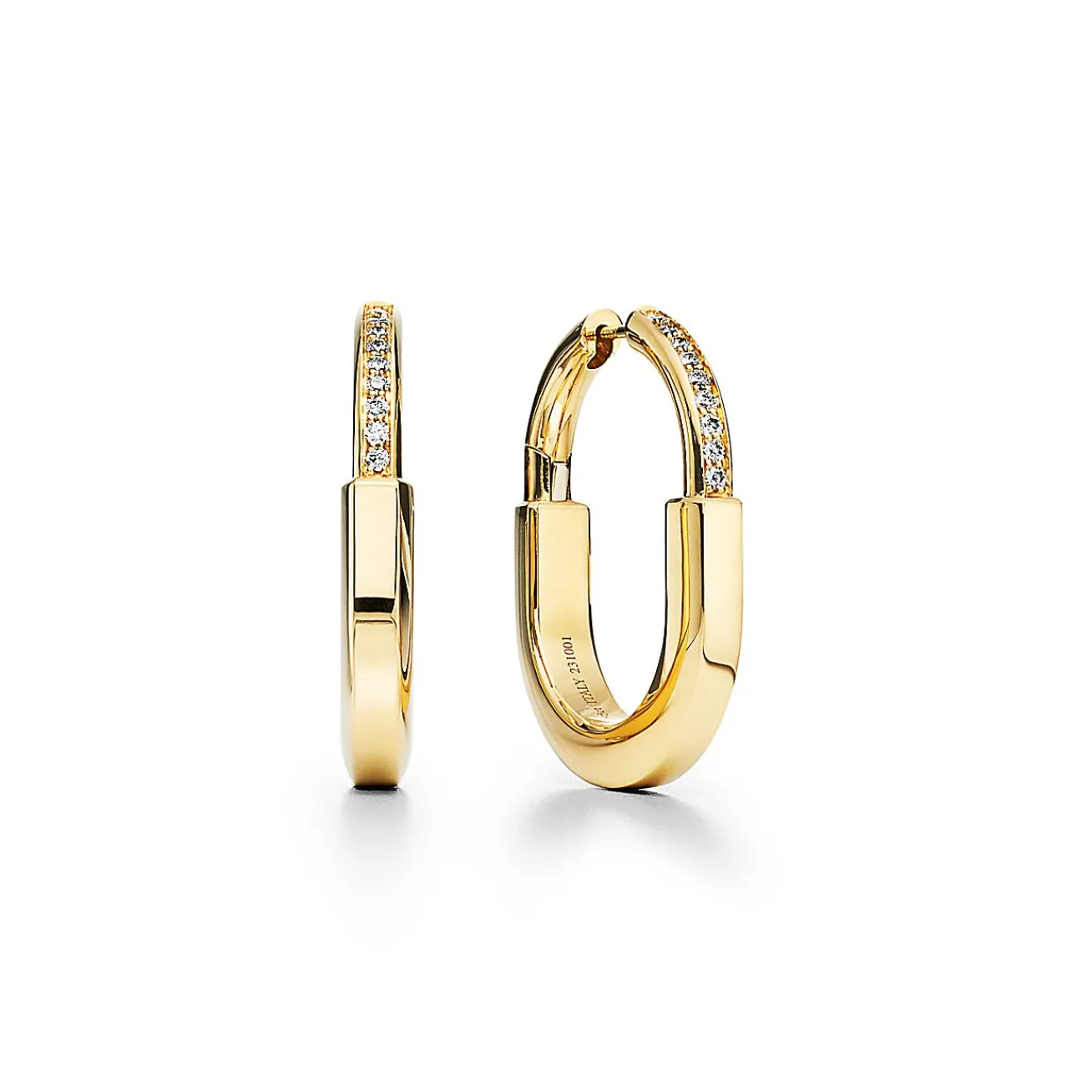 Tiffany & Co. Tiffany Lock Earrings in Yellow Gold with Diamonds, Medium | ^ Earrings|Gifts for Her