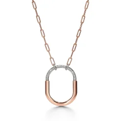 Tiffany & Co. Tiffany Lock Pendant in Rose and White Gold with Diamonds, Extra Large | ^ Necklaces & Pendants|Rose Gold Jewelry