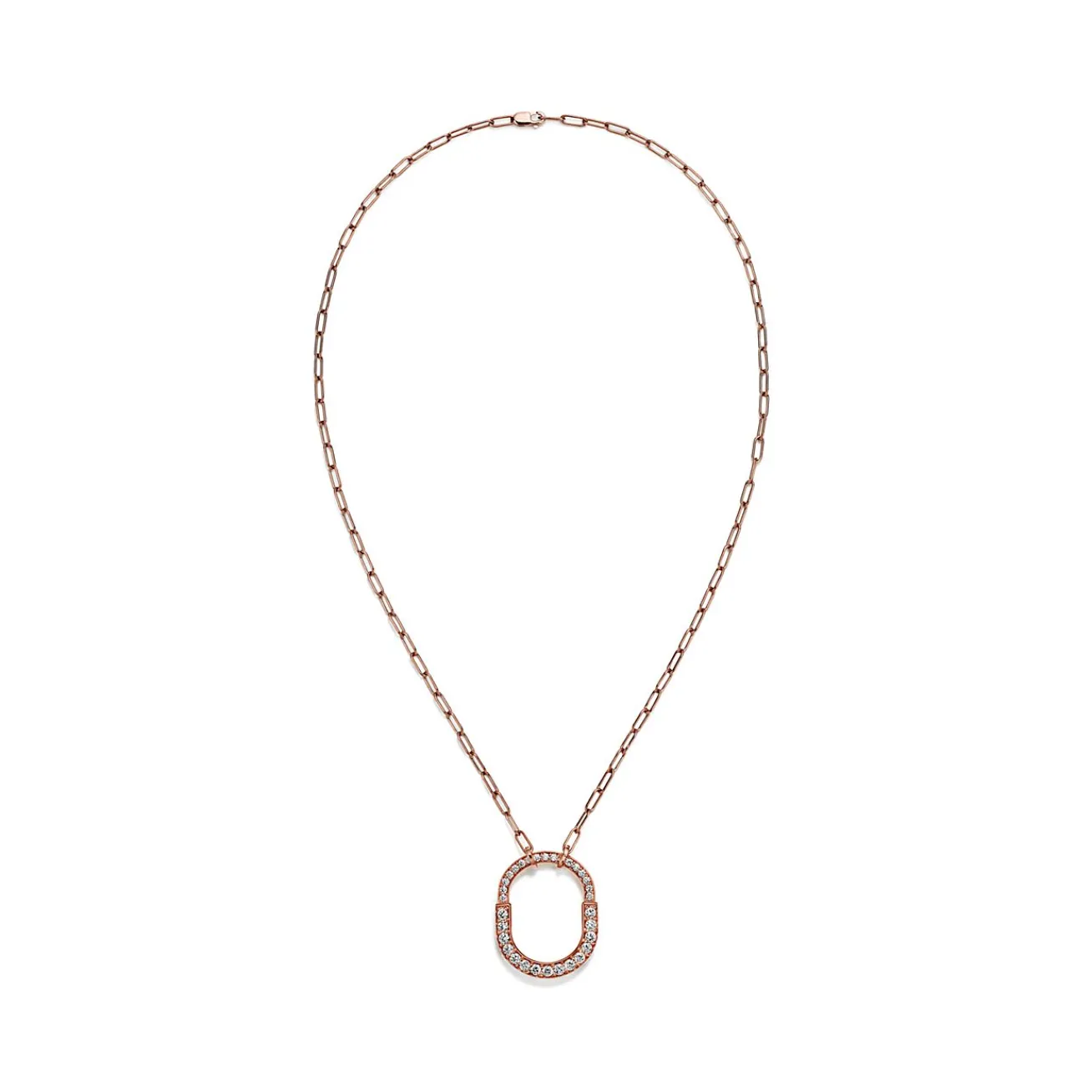 Tiffany & Co. Tiffany Lock Pendant in Rose Gold with Pavé Diamonds, Medium | ^ Necklaces & Pendants|Rose Gold Jewelry