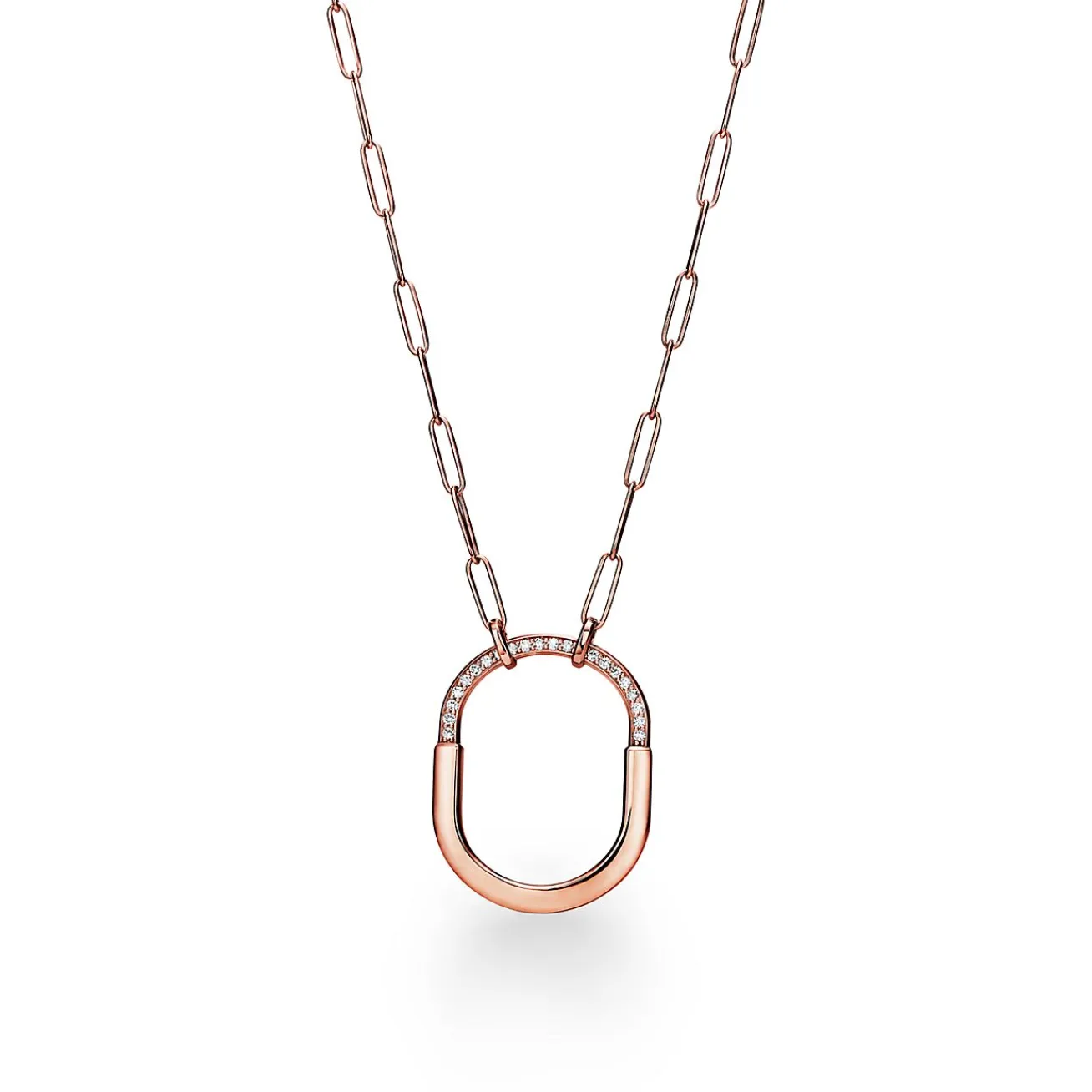 Tiffany & Co. Tiffany Lock Pendant in Rose Gold with Diamonds, Large | ^ Necklaces & Pendants|Rose Gold Jewelry