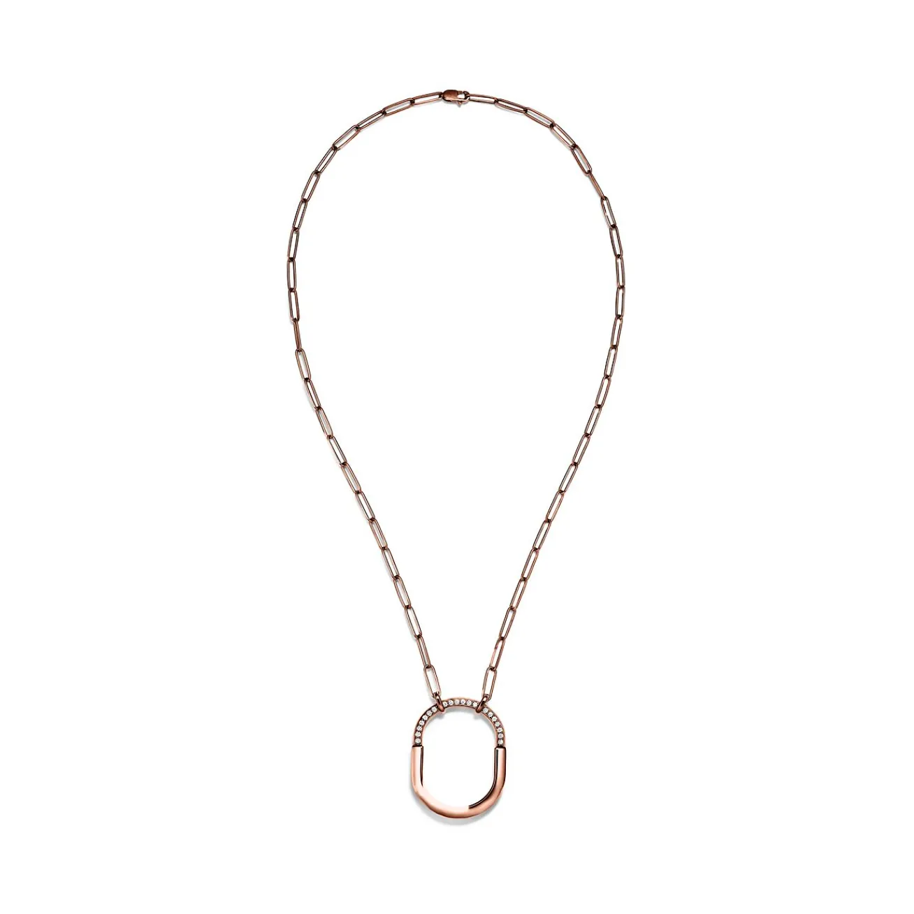 Tiffany & Co. Tiffany Lock Pendant in Rose Gold with Diamonds, Large | ^ Necklaces & Pendants|Rose Gold Jewelry