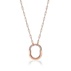 Tiffany & Co. Tiffany Lock Pendant in Rose Gold with Diamonds, Medium | ^ Necklaces & Pendants|Rose Gold Jewelry