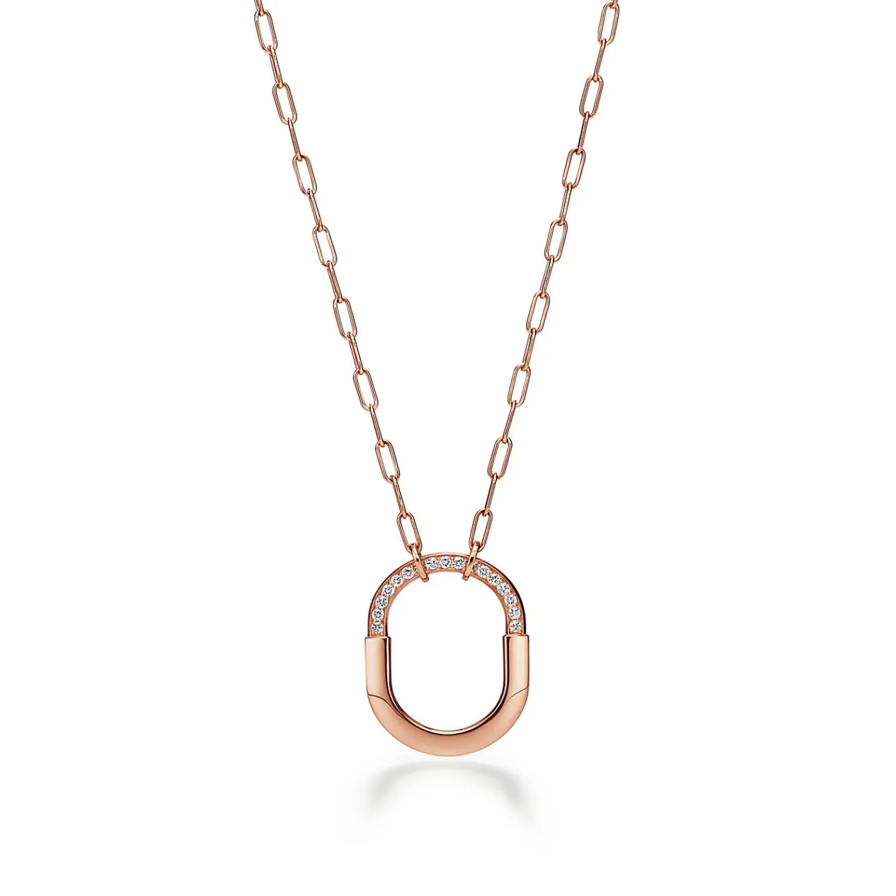 Tiffany & Co. Tiffany Lock Pendant in Rose Gold with Diamonds, Medium | ^ Necklaces & Pendants|Rose Gold Jewelry