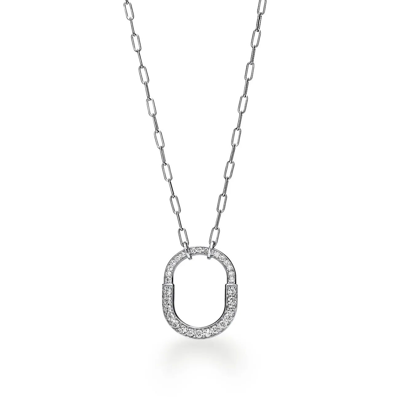 Tiffany & Co. Tiffany Lock Pendant in White Gold with Pavé Diamonds, Medium | ^ Necklaces & Pendants|Diamond Jewelry