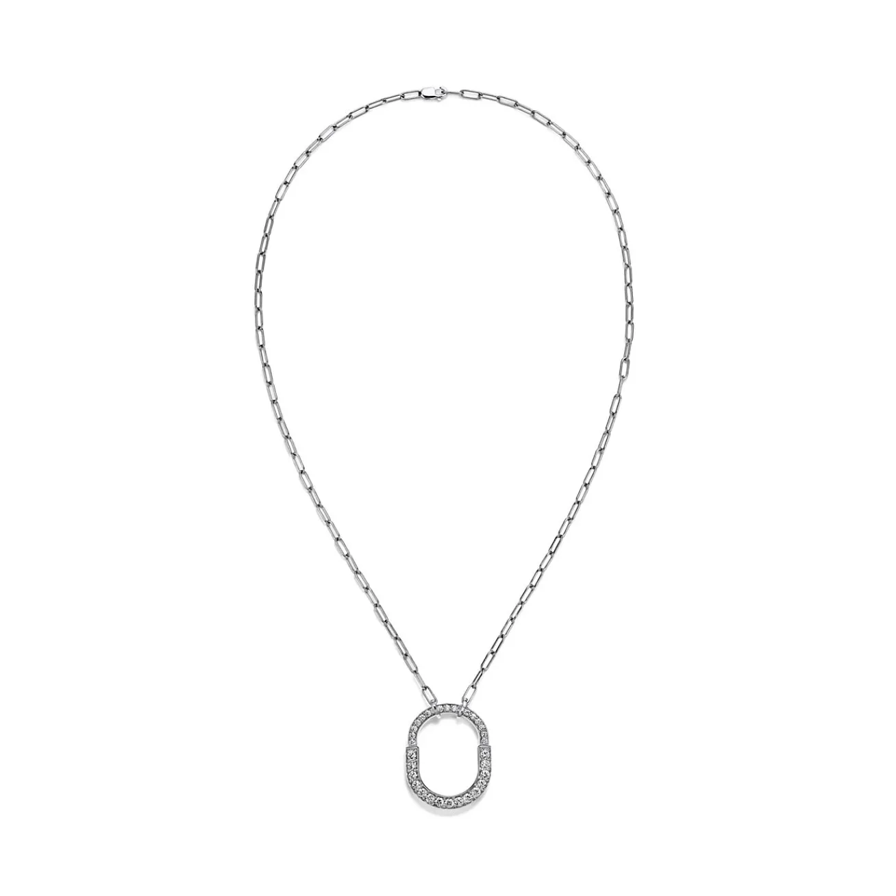 Tiffany & Co. Tiffany Lock Pendant in White Gold with Pavé Diamonds, Medium | ^ Necklaces & Pendants|Diamond Jewelry