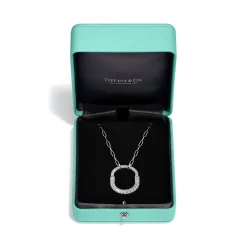 Tiffany & Co. Tiffany Lock Pendant in White Gold with Pavé Diamonds, Medium | ^ Necklaces & Pendants|Diamond Jewelry