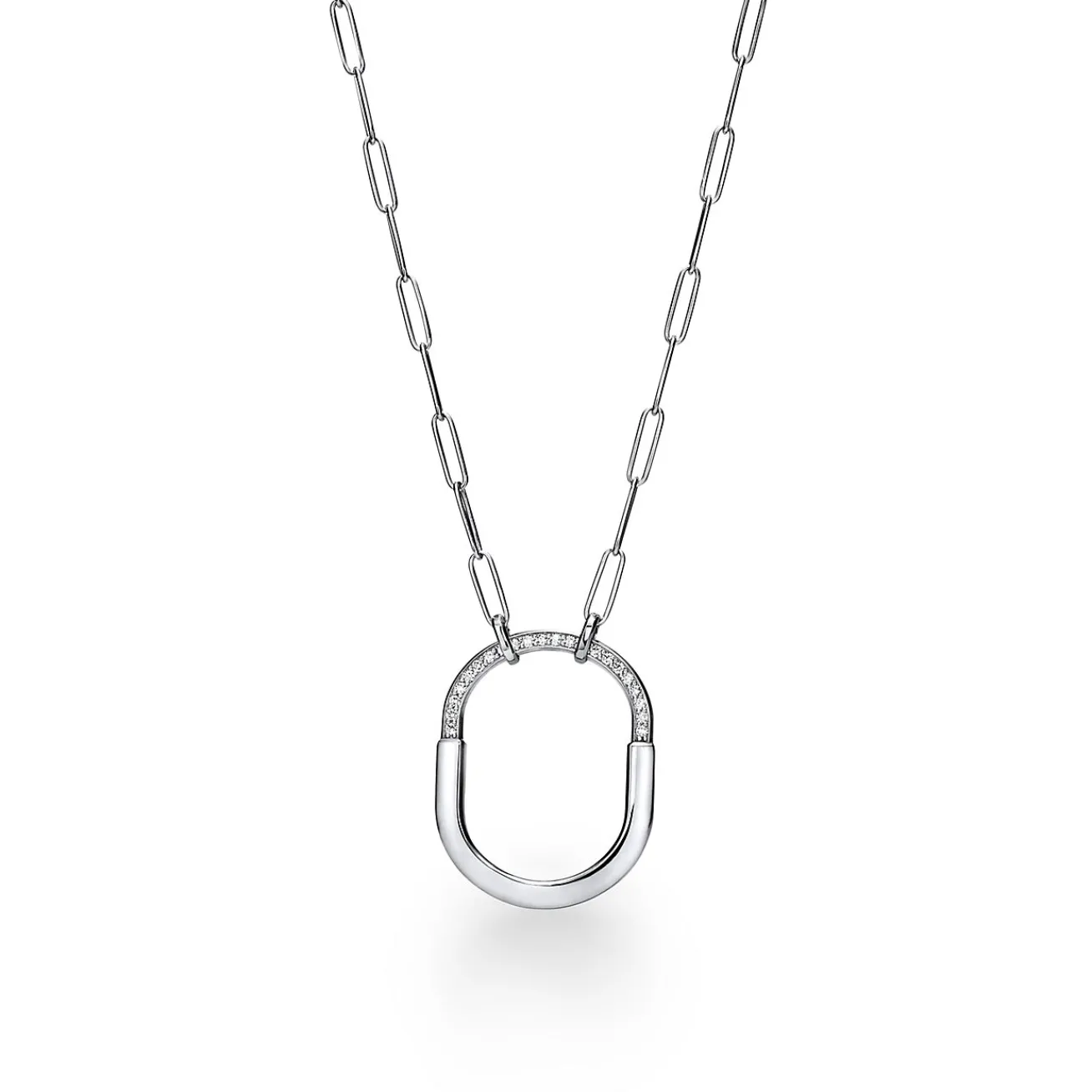 Tiffany & Co. Tiffany Lock Pendant in White Gold with Diamonds, Large | ^ Necklaces & Pendants|Diamond Jewelry