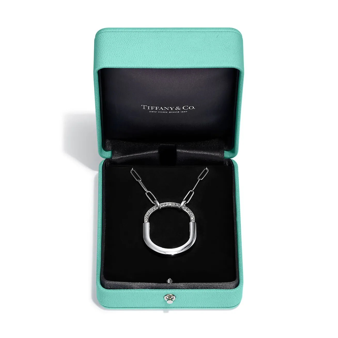 Tiffany & Co. Tiffany Lock Pendant in White Gold with Diamonds, Large | ^ Necklaces & Pendants|Diamond Jewelry