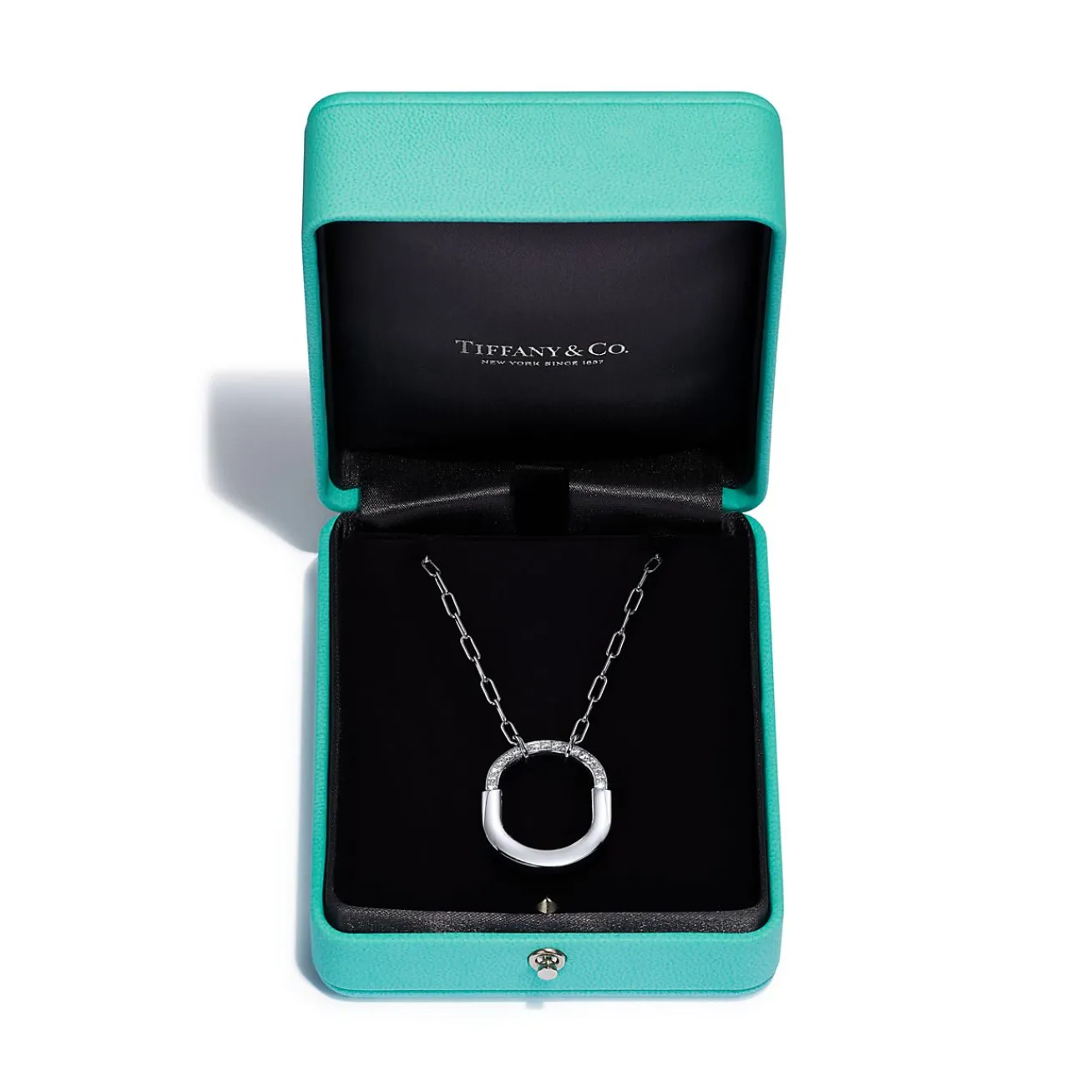 Tiffany & Co. Tiffany Lock Pendant in White Gold with Diamonds, Medium | ^ Necklaces & Pendants|Gifts for Her