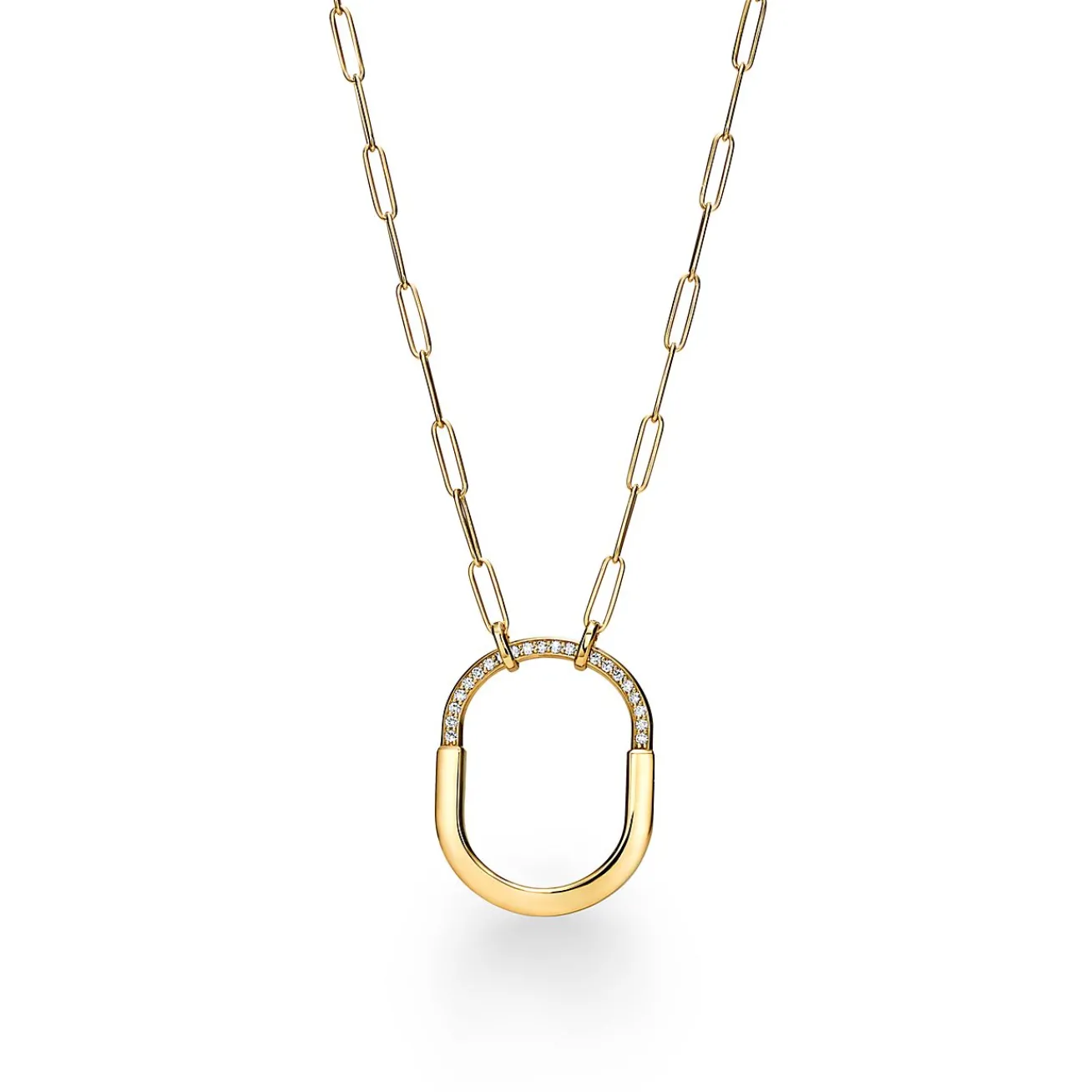 Tiffany & Co. Tiffany Lock Pendant in Yellow Gold with Diamonds, Large | ^ Necklaces & Pendants|Gifts for Her