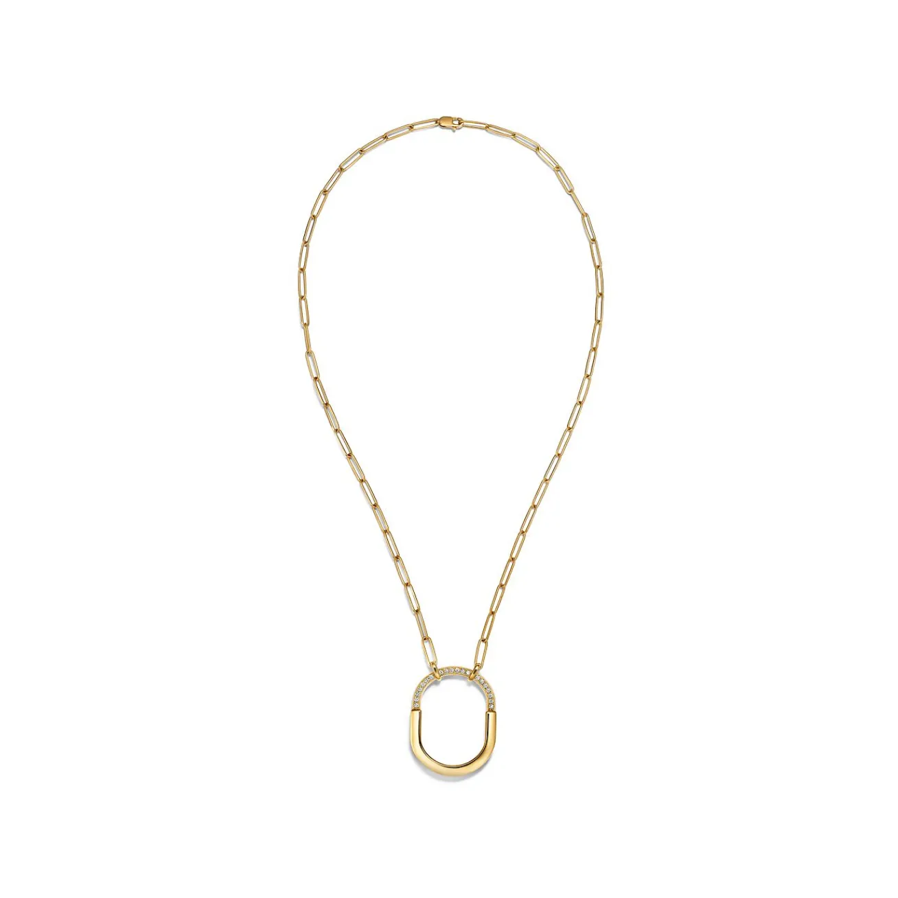 Tiffany & Co. Tiffany Lock Pendant in Yellow Gold with Diamonds, Large | ^ Necklaces & Pendants|Gifts for Her