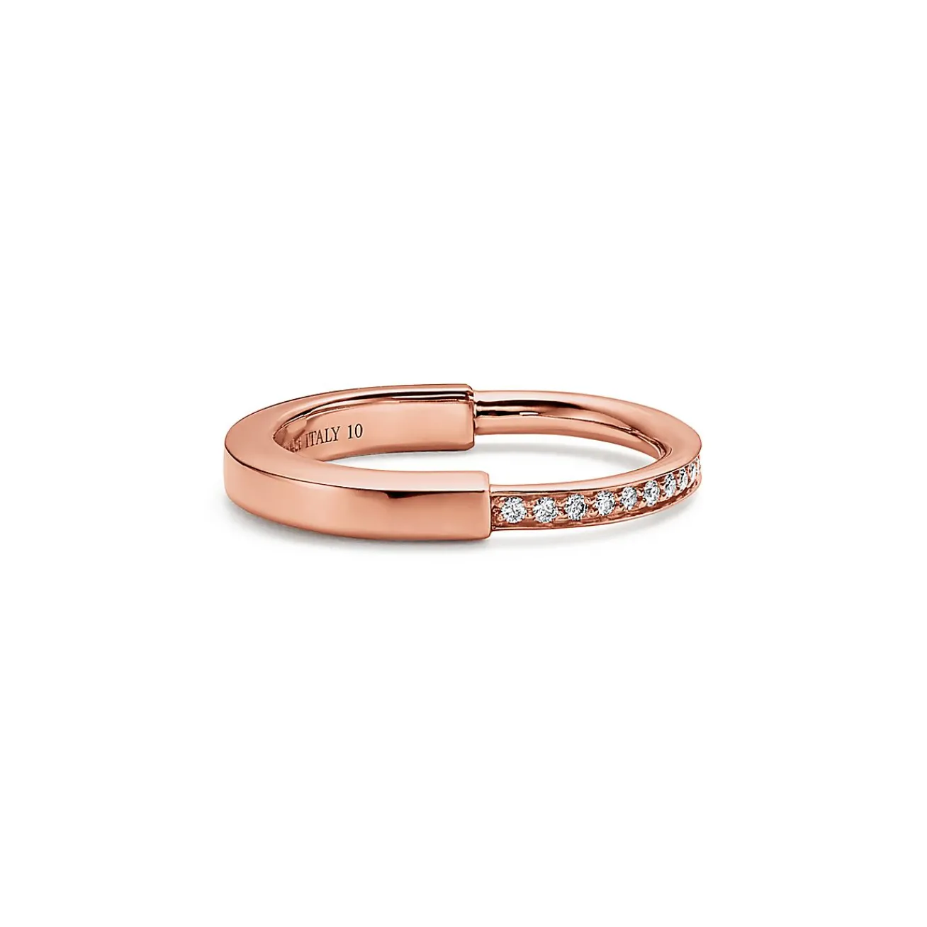 Tiffany & Co. Tiffany Lock Ring in Rose Gold with Diamonds | ^ Rings|Stacking Rings