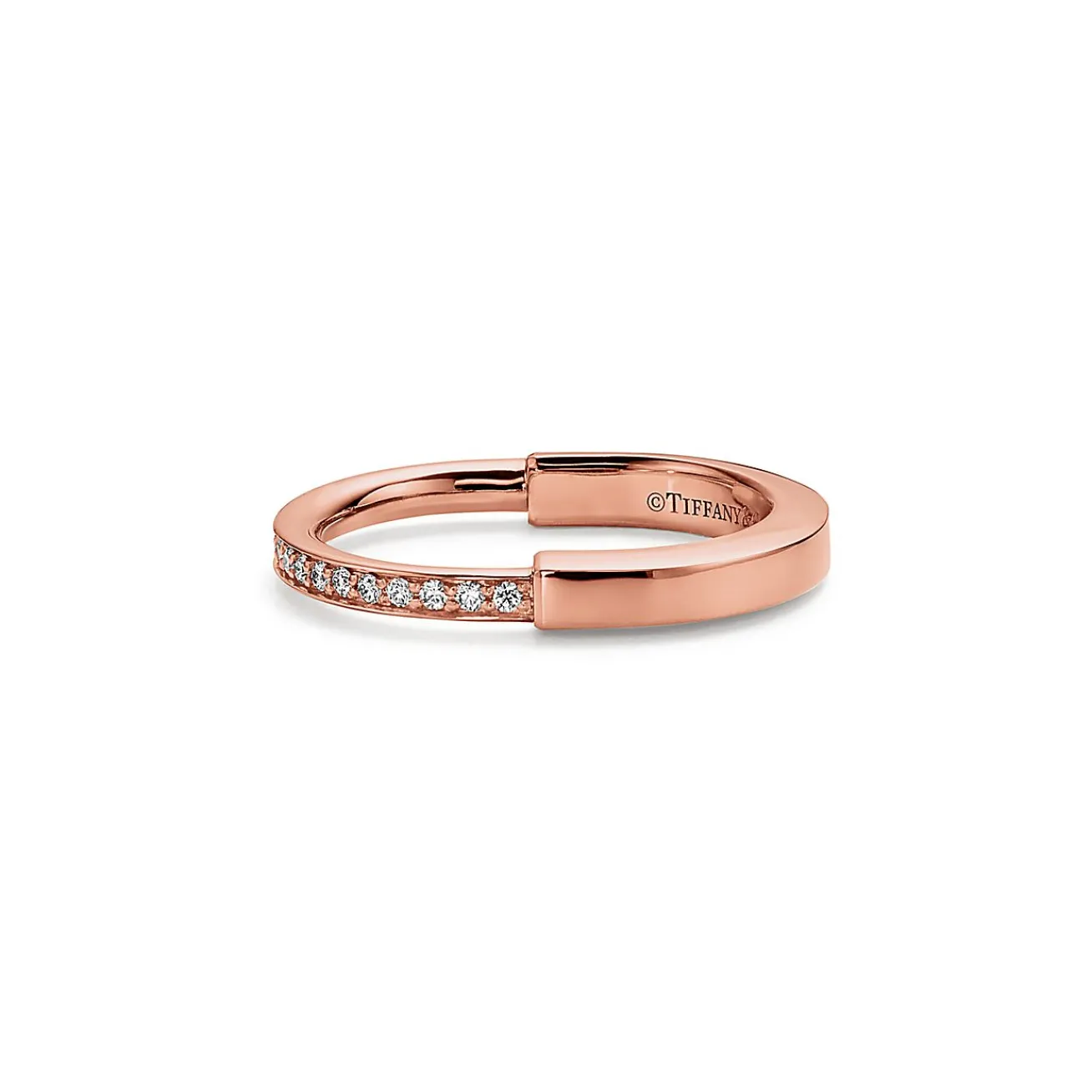 Tiffany & Co. Tiffany Lock Ring in Rose Gold with Diamonds | ^ Rings|Stacking Rings