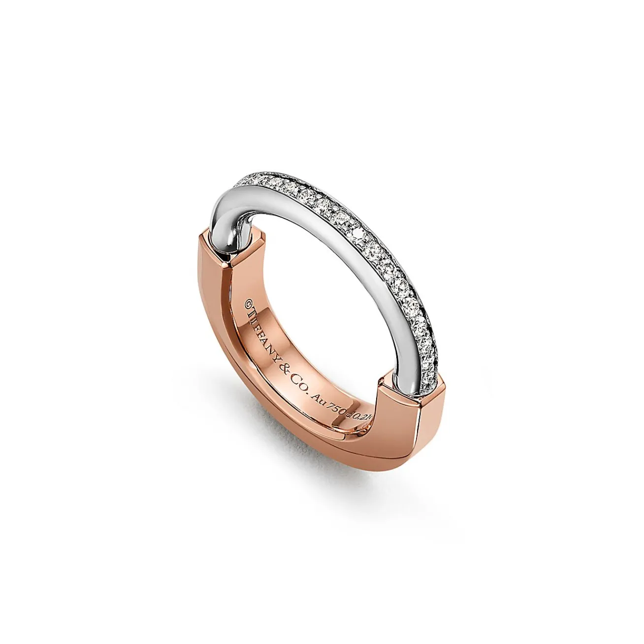 Tiffany & Co. Tiffany Lock Ring in Rose and White Gold with Diamonds | ^ Rings|Stacking Rings