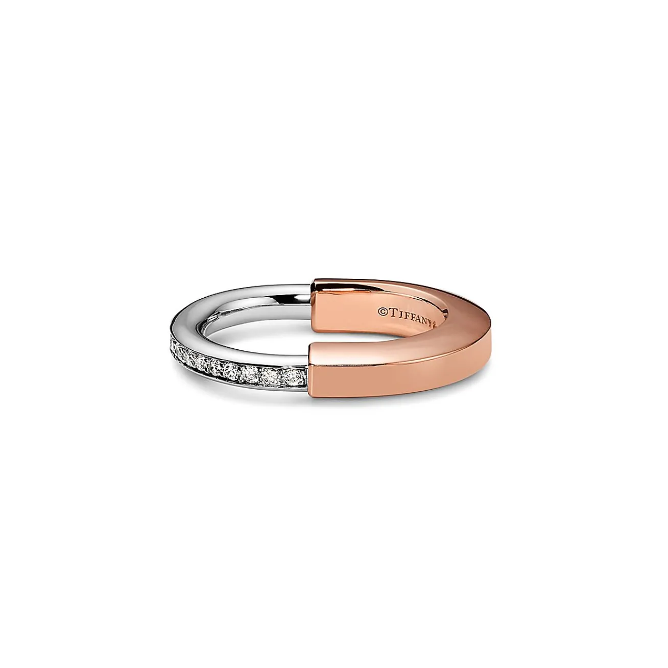 Tiffany & Co. Tiffany Lock Ring in Rose and White Gold with Diamonds | ^ Rings|Stacking Rings