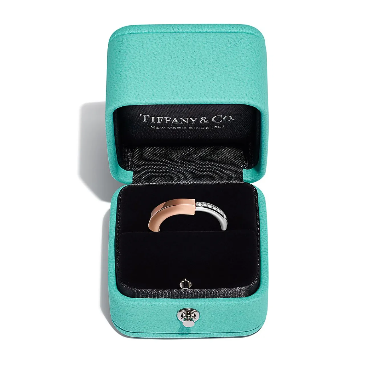 Tiffany & Co. Tiffany Lock Ring in Rose and White Gold with Diamonds | ^ Rings|Stacking Rings