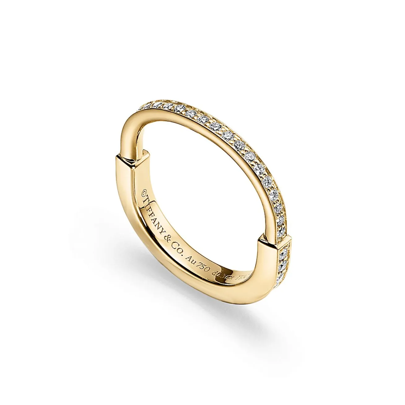 Tiffany & Co. Tiffany Lock Ring in Yellow Gold with Pavé Diamonds | ^ Rings|Stacking Rings