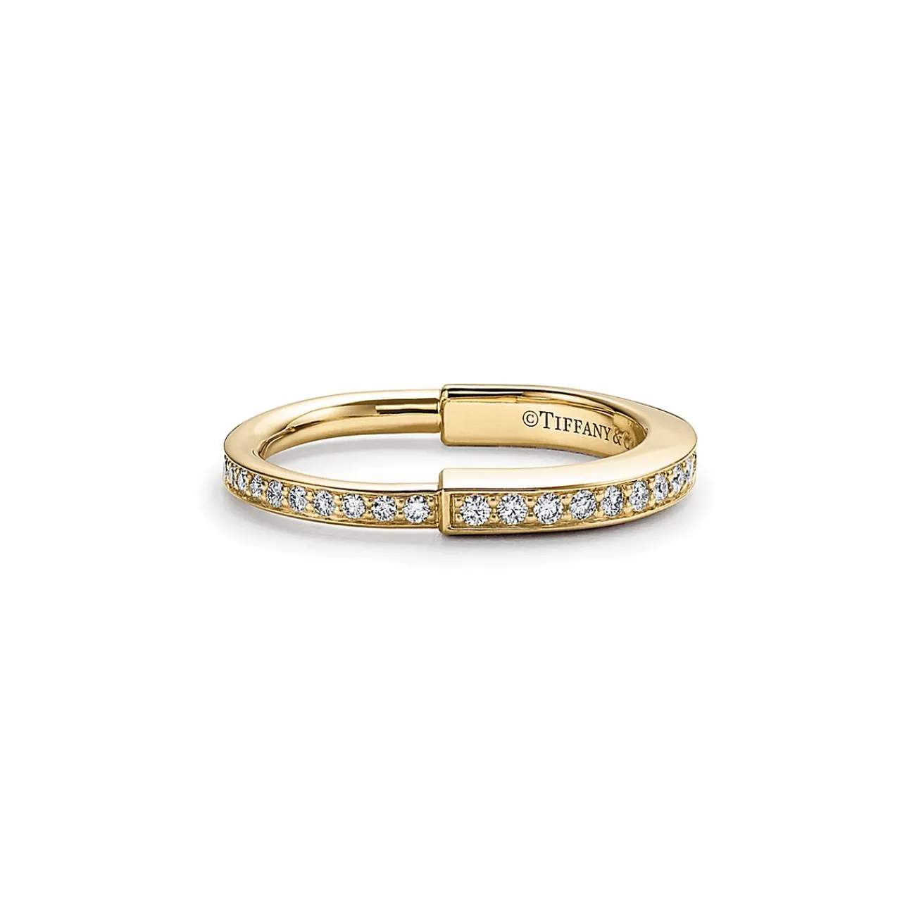 Tiffany & Co. Tiffany Lock Ring in Yellow Gold with Pavé Diamonds | ^ Rings|Stacking Rings