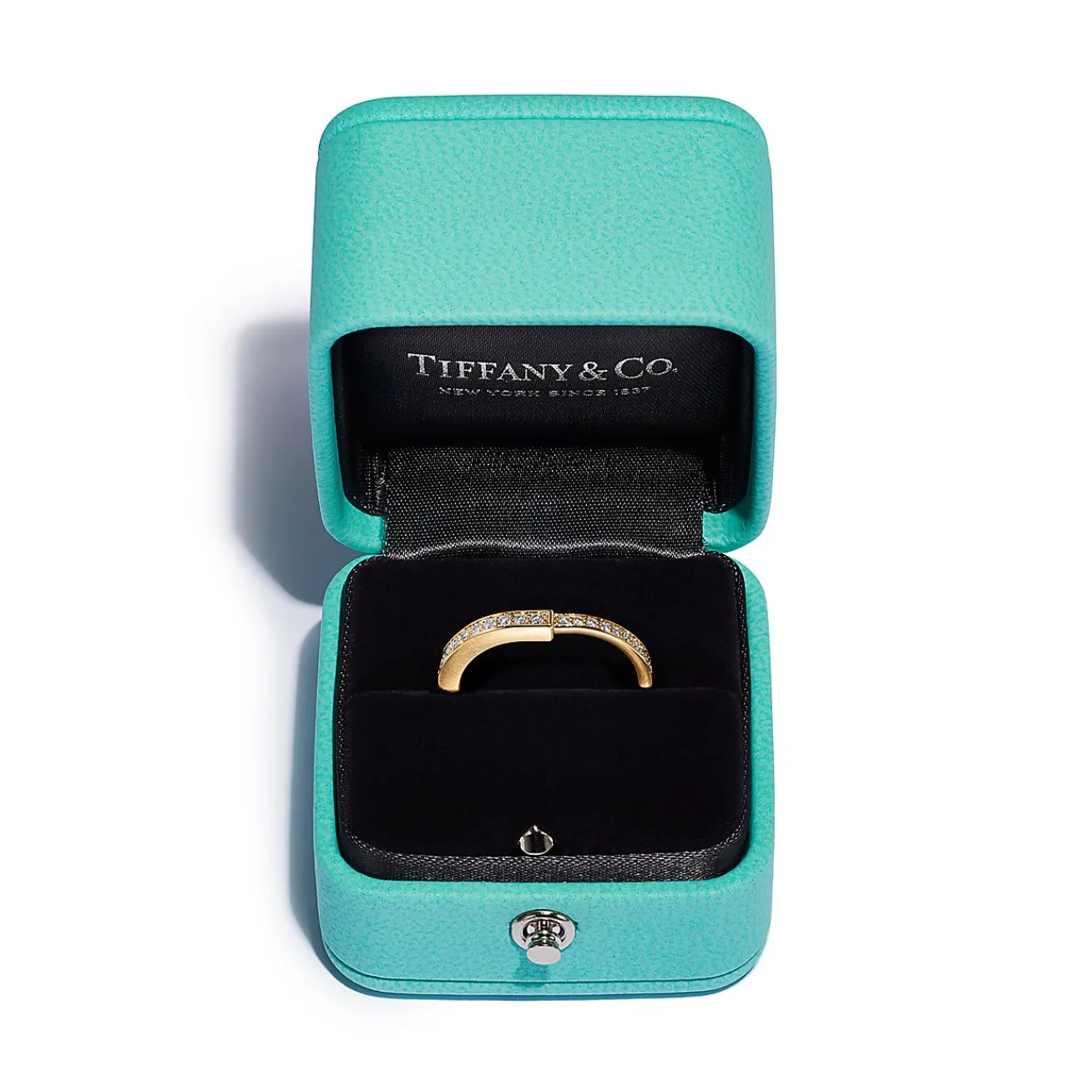 Tiffany & Co. Tiffany Lock Ring in Yellow Gold with Pavé Diamonds | ^ Rings|Stacking Rings