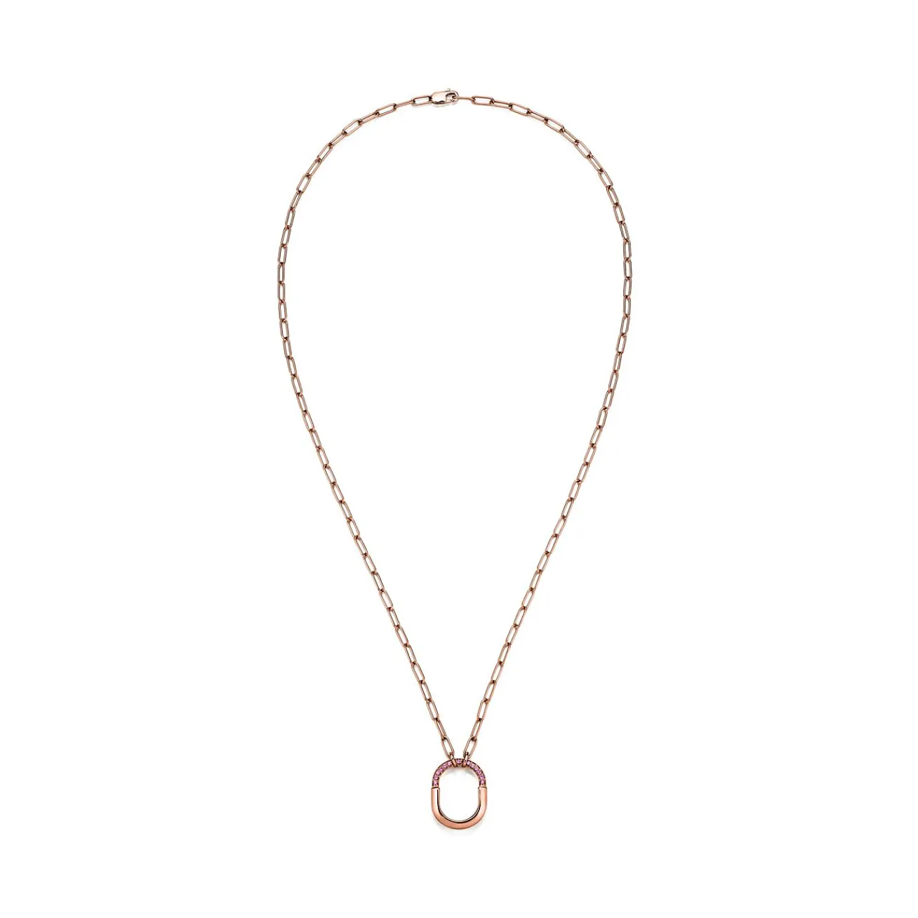 Tiffany & Co. Tiffany Lock Small Pendant in Rose Gold with Pink Sapphires | ^ Necklaces & Pendants|Gifts for Her