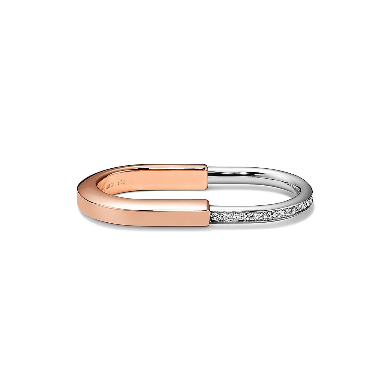 Tiffany & Co. Tiffany Lock Two-finger Ring in Rose and White Gold with Diamonds | ^ Rings|Stacking Rings
