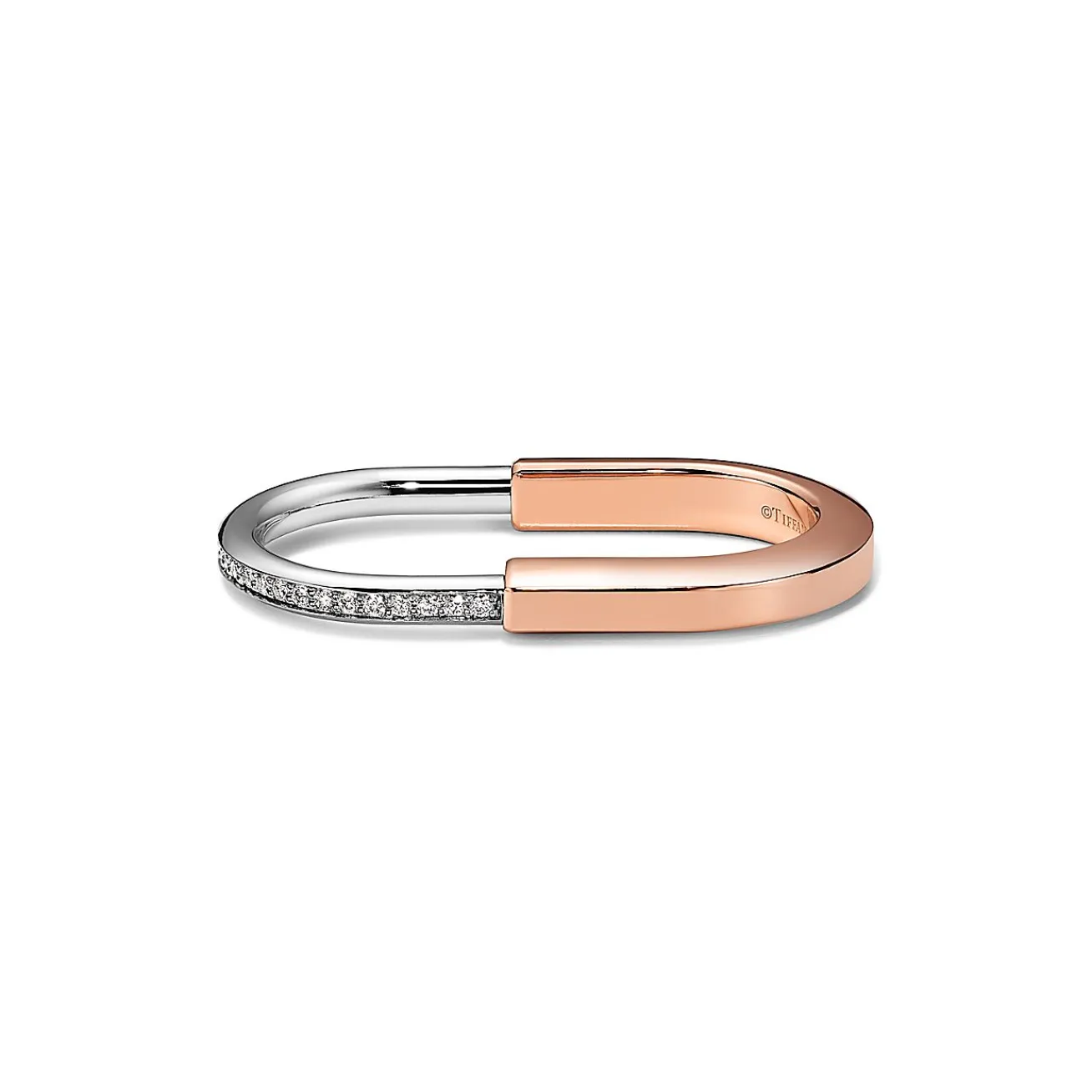 Tiffany & Co. Tiffany Lock Two-finger Ring in Rose and White Gold with Diamonds | ^ Rings|Stacking Rings