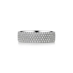 Tiffany & Co. Tiffany Metro five-row ring in 18k white gold with diamonds. | ^Women Rings|Stacking Rings