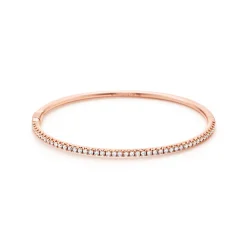 Tiffany & Co. Tiffany Metro hinged bangle in 18k rose gold with diamonds, medium. | ^ Bracelets|Rose Gold Jewelry