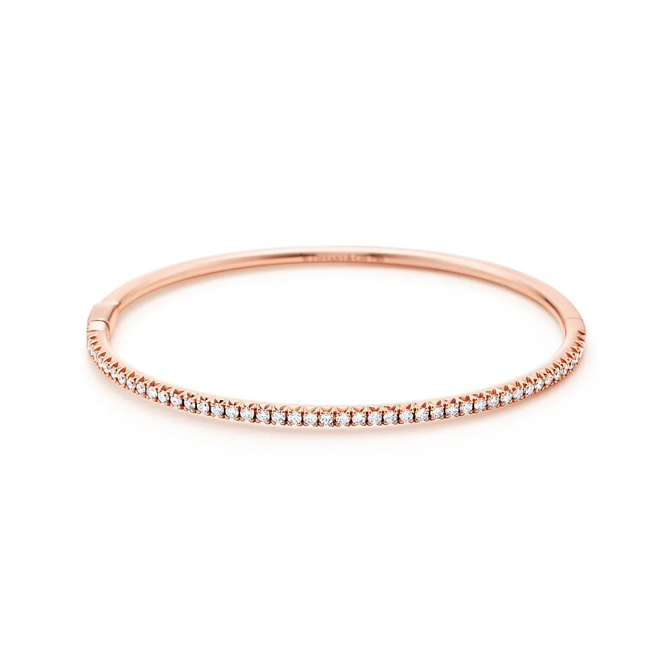 Tiffany & Co. Tiffany Metro hinged bangle in 18k rose gold with diamonds, medium. | ^ Bracelets|Rose Gold Jewelry