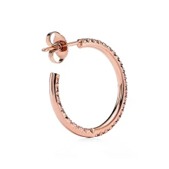 Tiffany & Co. Tiffany Metro Hoop Earrings in Rose Gold with Diamonds, Medium | ^ Earrings|Hoop Earrings