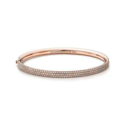 Tiffany & Co. Tiffany Metro Three-row Hinged Bangle in Rose Gold with Diamonds | ^ Bracelets|Rose Gold Jewelry
