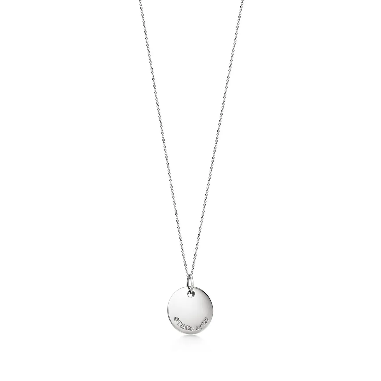 Tiffany & Co. Tiffany Notes alphabet disc charm in silver on a chain. Letters A-Z available. | ^ Necklaces & Pendants|Gifts for Her