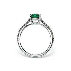 Tiffany & Co. Tiffany Novo® Cushion-cut Emerald Ring in Platinum with Pavé Diamonds | ^ Rings|Diamond Jewelry