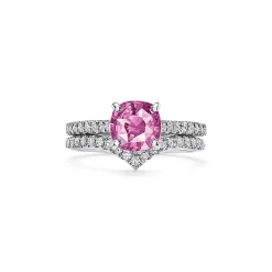 Tiffany & Co. Tiffany Novo® Cushion-cut Pink Sapphire Ring in Platinum with Pavé Diamonds | ^ Rings|Diamond Jewelry