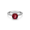 Tiffany & Co. Tiffany Novo® Cushion-cut Ruby Ring in Platinum with Pavé Diamonds | ^ Rings|Diamond Jewelry