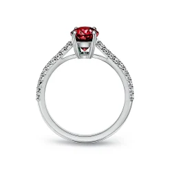 Tiffany & Co. Tiffany Novo® Oval Ruby Ring in Platinum with Pavé Diamonds | ^ Rings|Diamond Jewelry