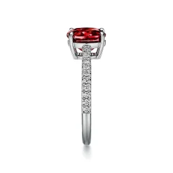 Tiffany & Co. Tiffany Novo® Oval Ruby Ring in Platinum with Pavé Diamonds | ^ Rings|Diamond Jewelry
