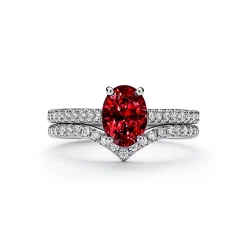 Tiffany & Co. Tiffany Novo® Oval Ruby Ring in Platinum with Pavé Diamonds | ^ Rings|Diamond Jewelry
