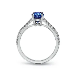 Tiffany & Co. Tiffany Novo® Oval Sapphire Ring in Platinum with Pavé Diamonds | ^ Rings|Diamond Jewelry