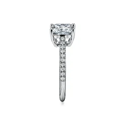 Tiffany & Co. Tiffany Novo® princess-cut engagement ring with a pavé diamond platinum band. | ^ Engagement Rings