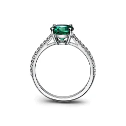 Tiffany & Co. Tiffany Novo® Round Emerald Ring in Platinum with Pavé Diamonds | ^ Rings