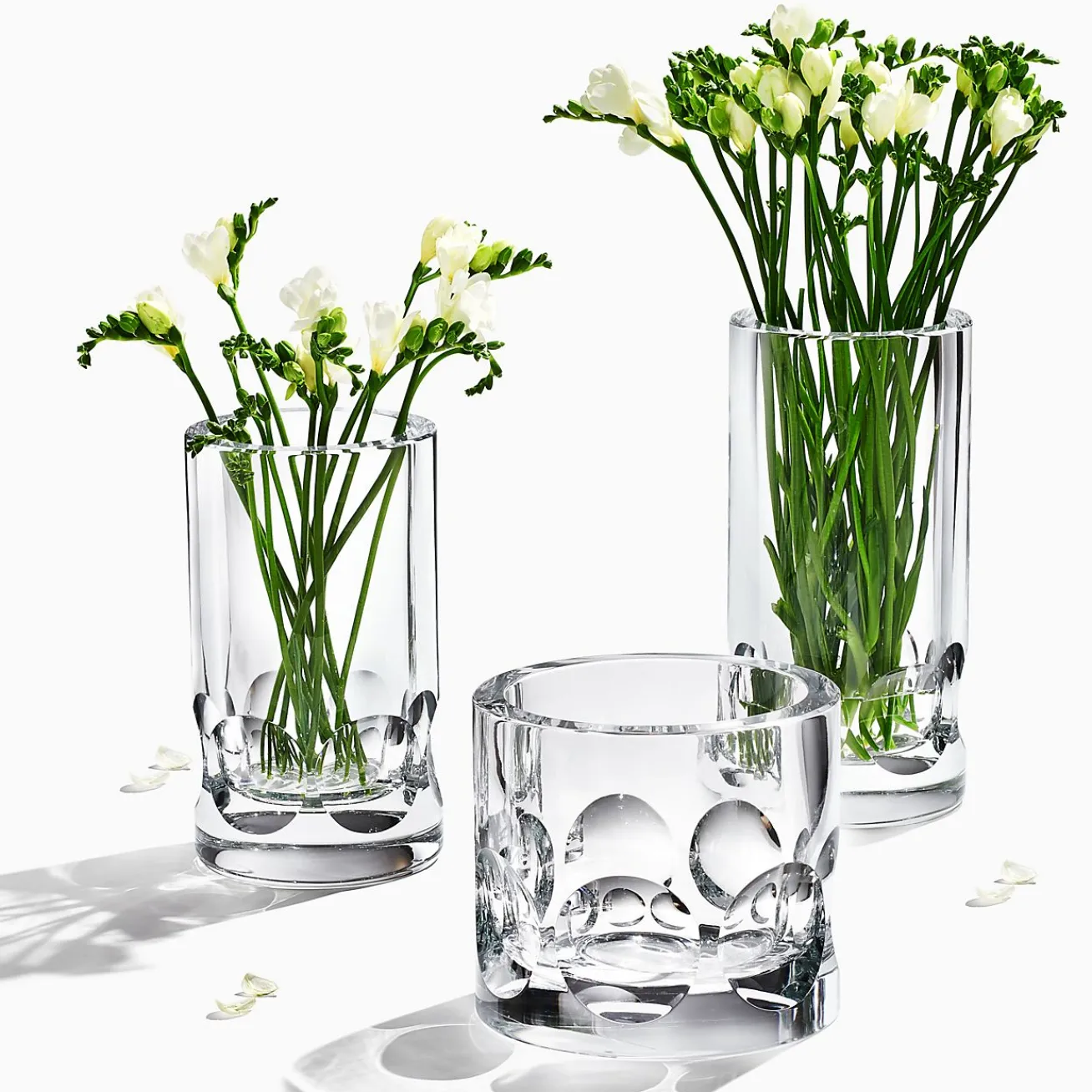 Tiffany & Co. Tiffany Pearl Cut vase in mouth-blown crystal glass, 12" high. | ^ Decor