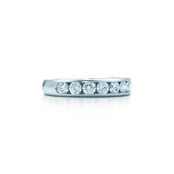 Tiffany & Co. Tiffany® Setting Wedding Band in Platinum with a Half-circle of Diamonds, 3.9 mm | ^Women Rings|Platinum Jewelry