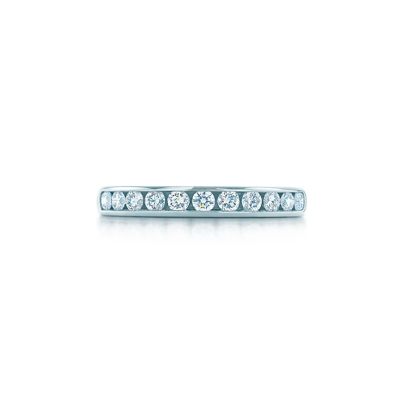 Tiffany & Co. Tiffany® Setting Wedding Band in Platinum with a Half-circle of Diamonds, 3 mm | ^Women Rings|Platinum Jewelry